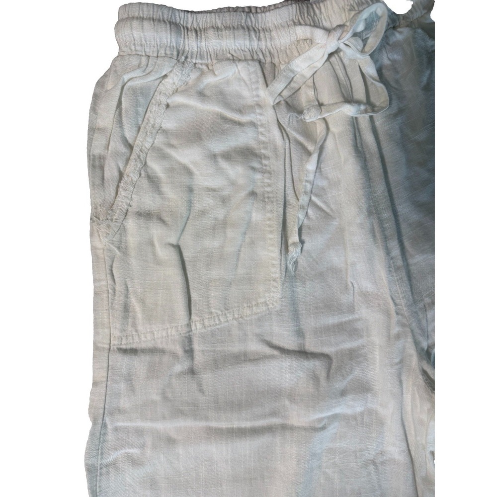 Zenana Beige Elastic Drawstring Waist Linen Pants Medium - Picture 2 of 4